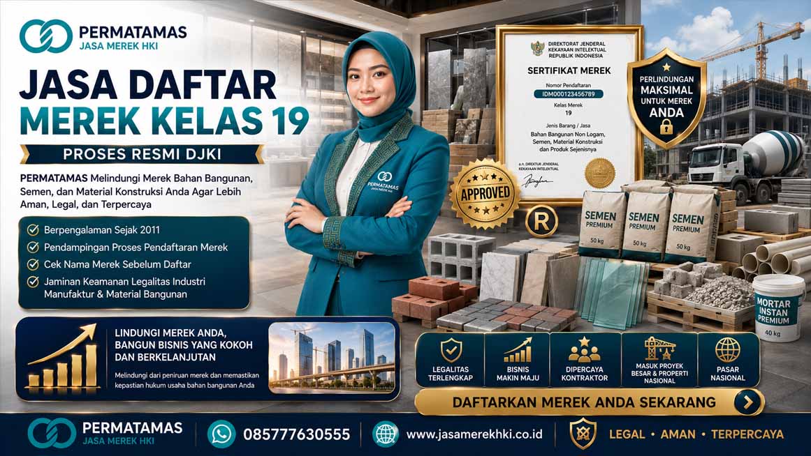 Jasa Pengurusan Merek Kelas 19 Bahan Konstruksi Aman, Cepat, dan Resmi DJKI