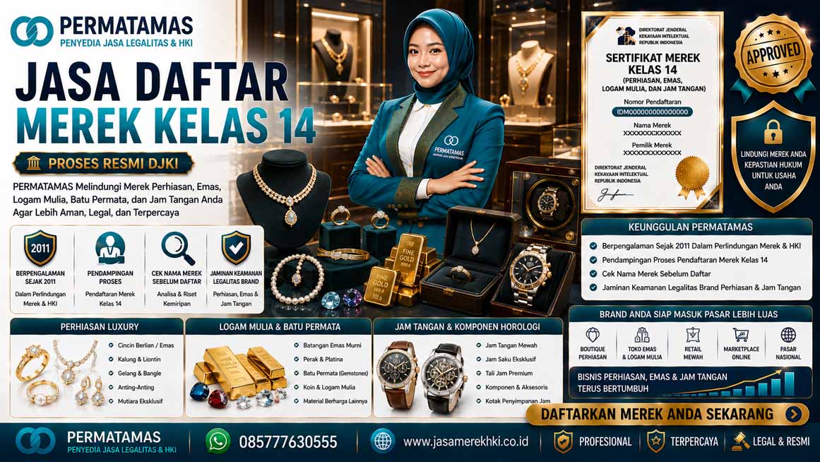 Jasa Daftar Merek Kelas 14 Perhiasan, Emas, dan Jam Tangan Proses Resmi DJKI