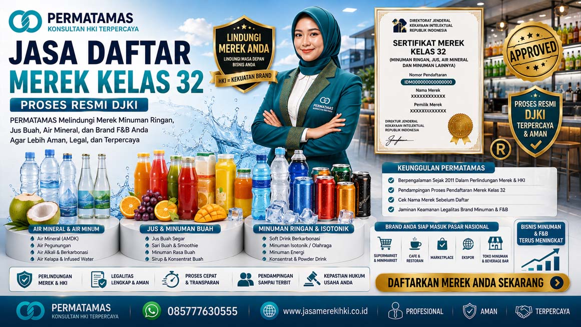 Panduan Lengkap Daftar Merek HAKI Kelas 32 Minuman: Syarat, Biaya, Cara, dan Estimasi Proses di DJKI