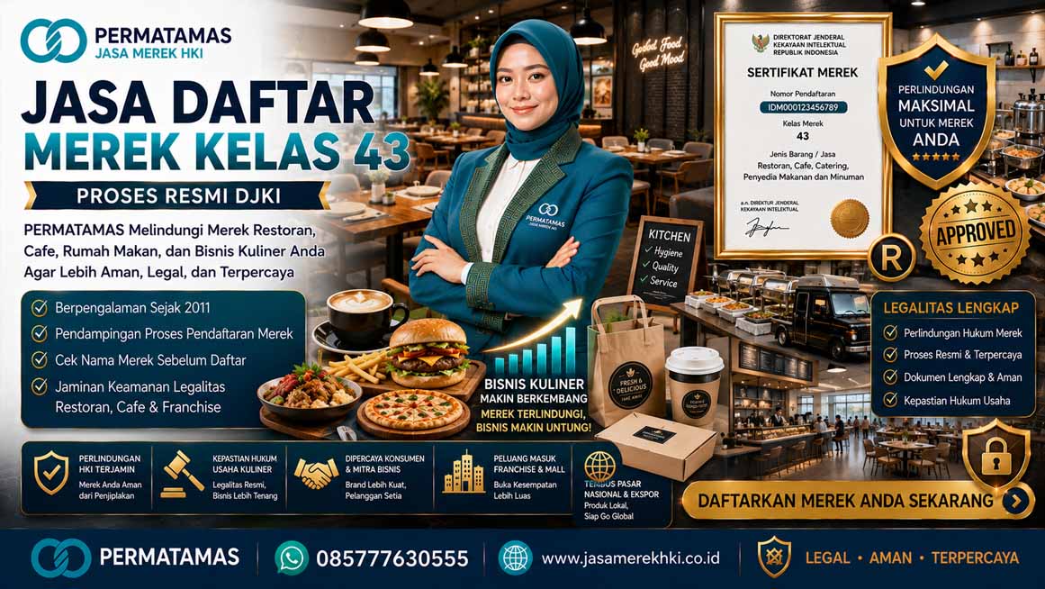 Jasa Pendaftaran Merek Kelas 43 Cafe dan Restoran Resmi DJKI
